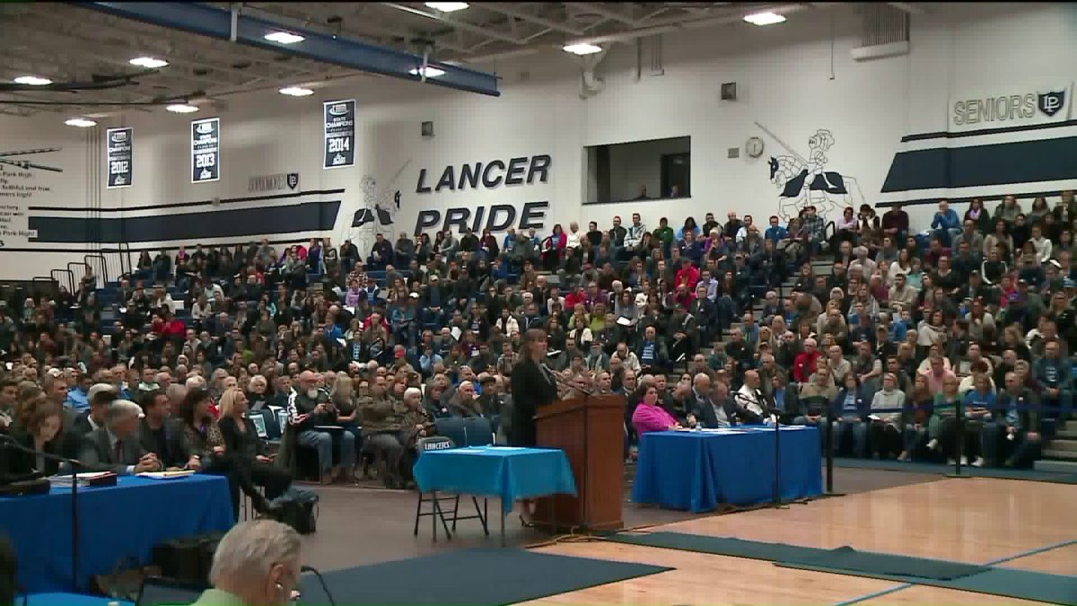 Residents pack high school gym for rescheduled hearing on proposed addiction treatment center